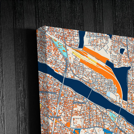 Madurai India Colorful City Map Canvas Print Detail