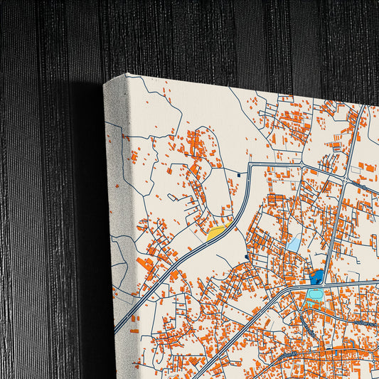 Mae Sot Thailand Colorful City Map Canvas Print Detail