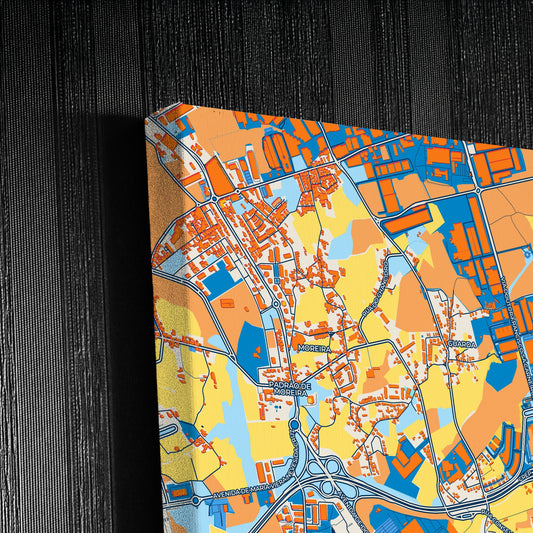 Maia Portugal Colorful City Map Canvas Print Detail