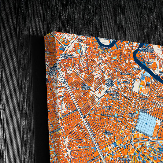 Makati Philippines Colorful City Map Canvas Print Detail
