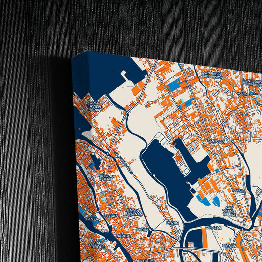 Malabon Philippines Colorful City Map Canvas Print Detail
