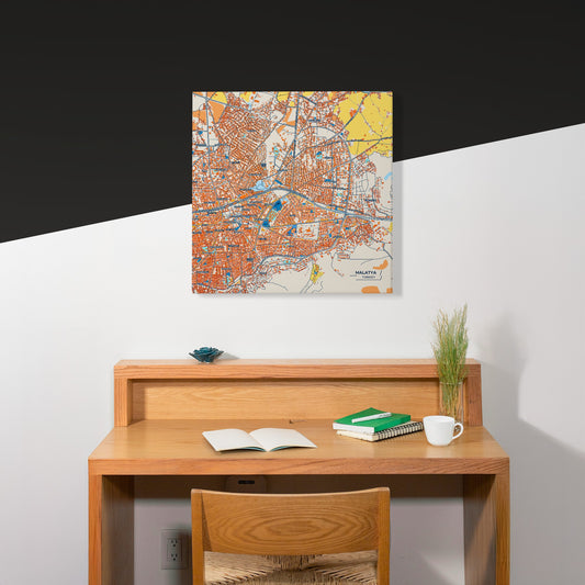 Malatya Turkey Colorful City Map Canvas Print Scene