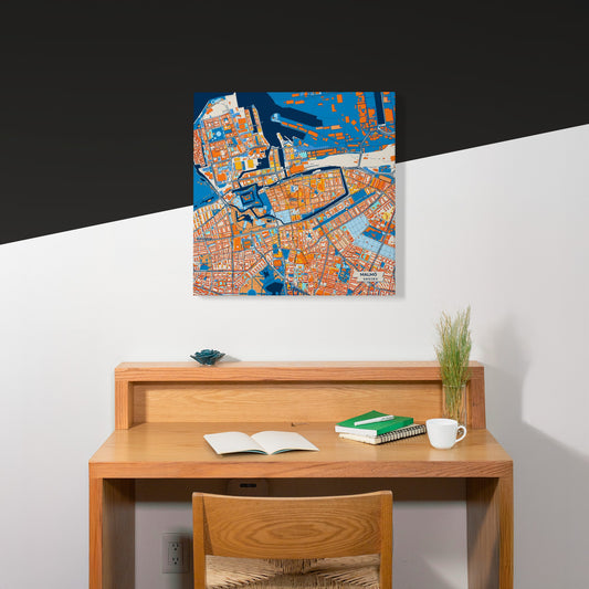 Malmö Sweden Colorful City Map Canvas Print Scene