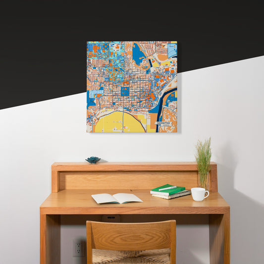 Manhattan Kansas Colorful City Map Canvas Print Scene