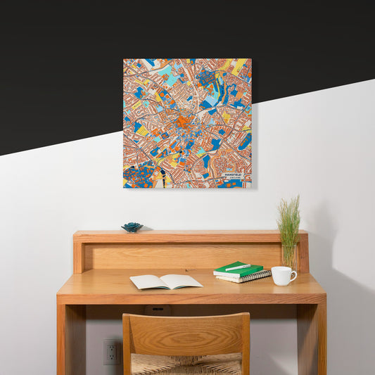 Mansfield England Colorful City Map Canvas Print Scene