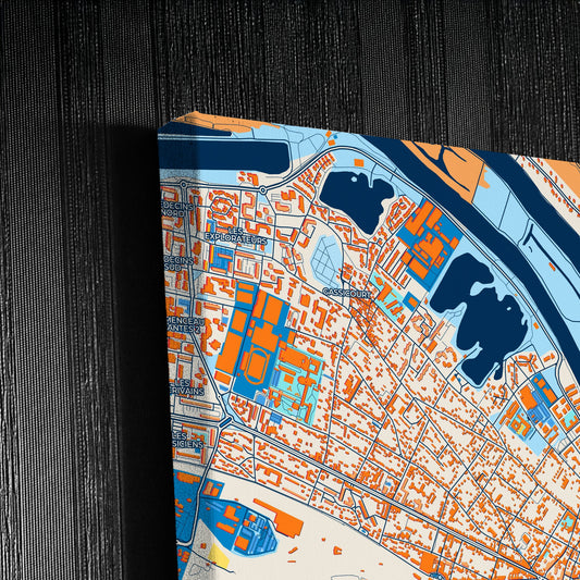 Mantes-La-Jolie France Colorful City Map Canvas Print Detail