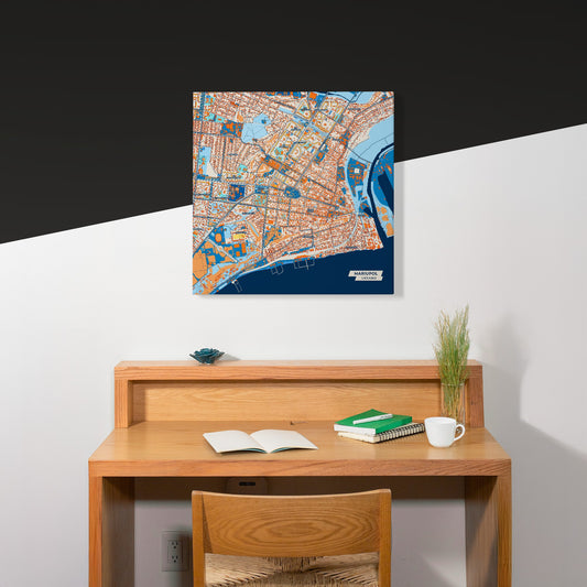 Маріупол Ukraine Colorful City Map Canvas Print Scene