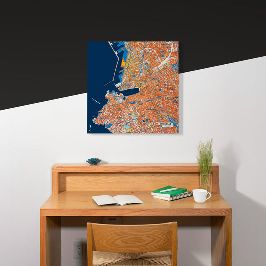 Marseille France Colorful City Map Canvas Print Scene