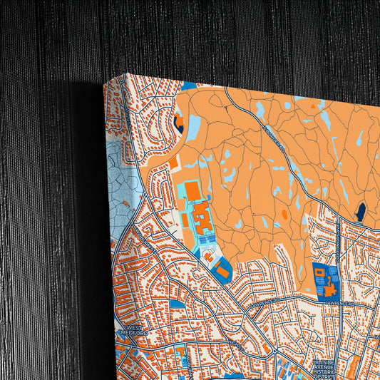 Medford Massachusetts Colorful City Map Canvas Print Detail