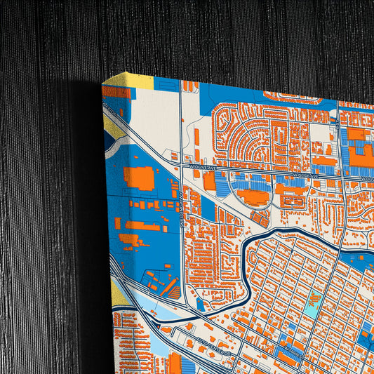Merced California Colorful City Map Canvas Print Detail