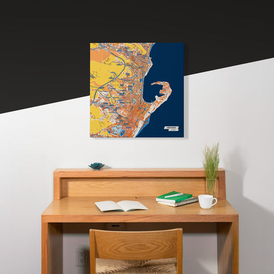 Messina Italy Colorful City Map Canvas Print Scene