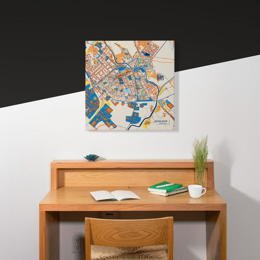 Michalovce Slovakia Colorful City Map Canvas Print Scene