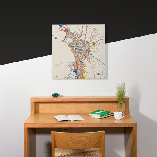 Mi̇las Turkey Colorful City Map Canvas Print Scene