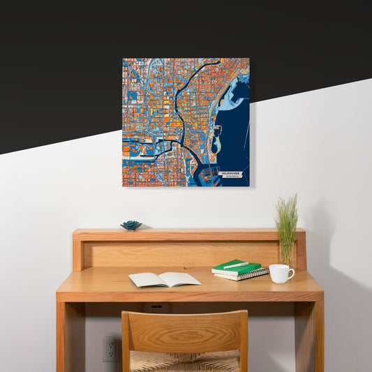 Milwaukee Wisconsin Colorful City Map Canvas Print Scene