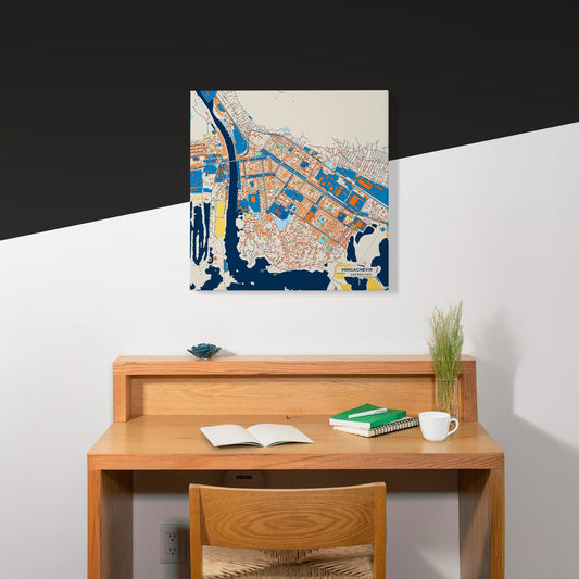 Mingachevir Azerbaijan Colorful City Map Canvas Print Scene