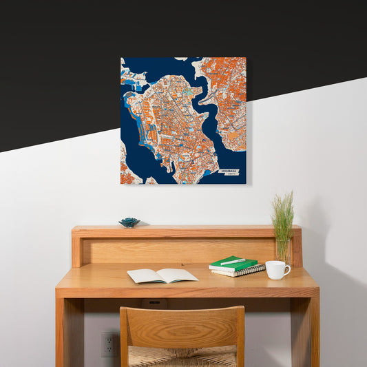Mombasa Kenya Colorful City Map Canvas Print Scene