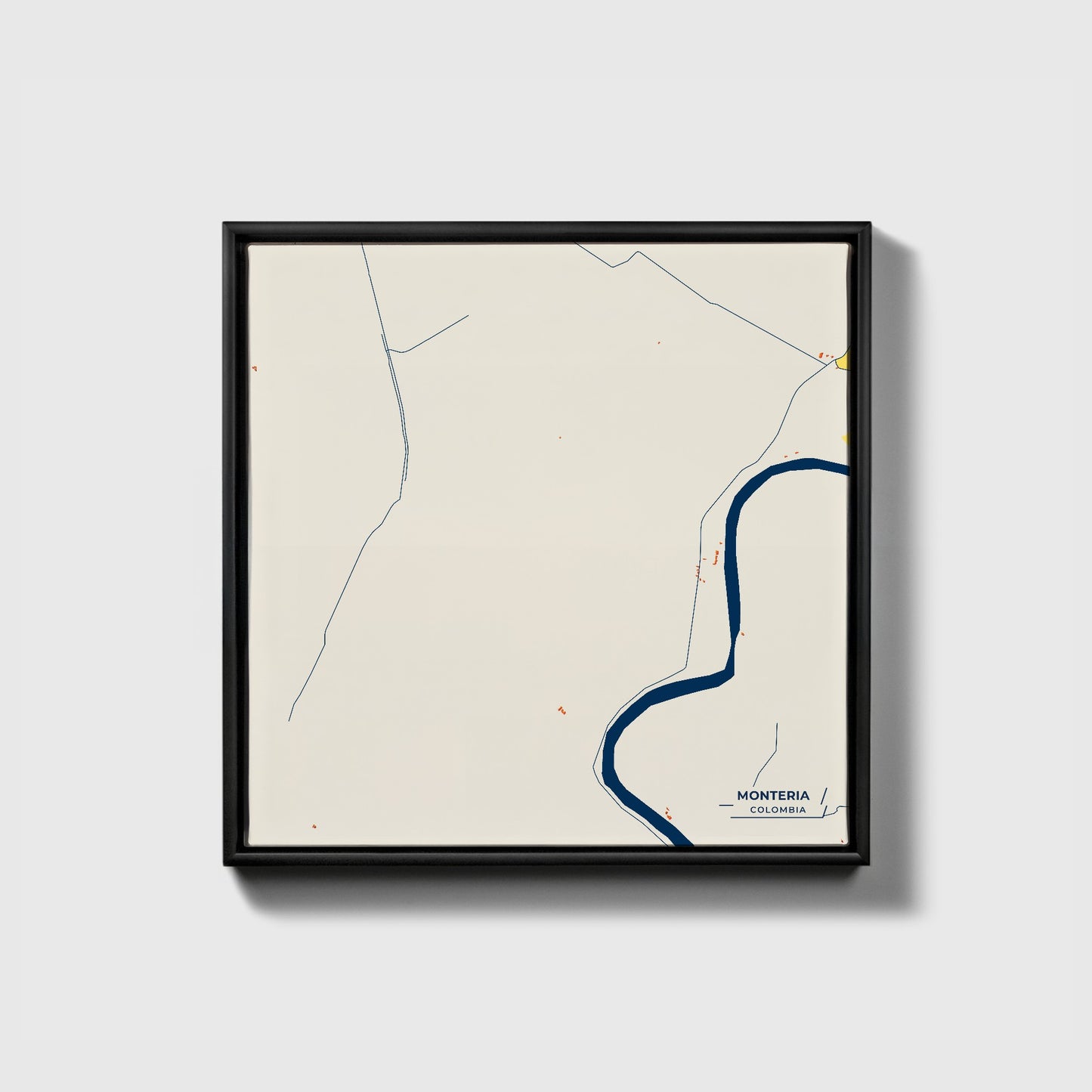 Monteria Colombia Colorful City Map Canvas Print • Black Framed