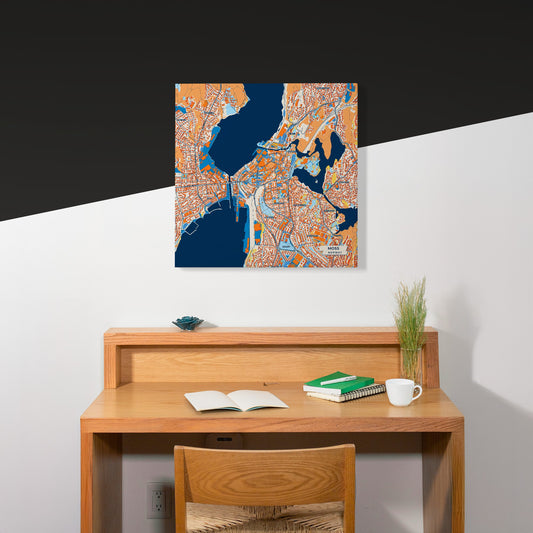 Moss Norway Colorful City Map Canvas Print Scene