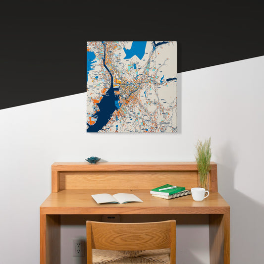Nagasaki Japan Colorful City Map Canvas Print Scene