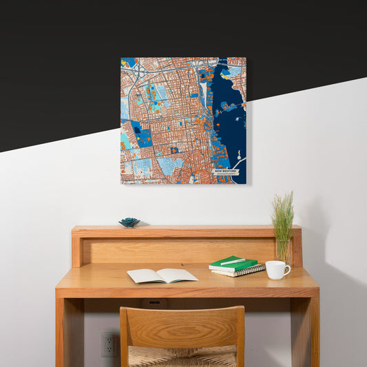 New Bedford Massachusetts Colorful City Map Canvas Print Scene