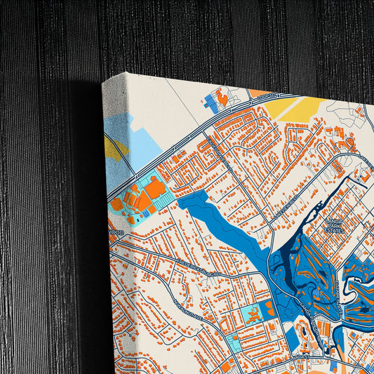 New Braunfels Texas Colorful City Map Canvas Print Detail