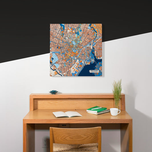 New Haven Connecticut Colorful City Map Canvas Print Scene