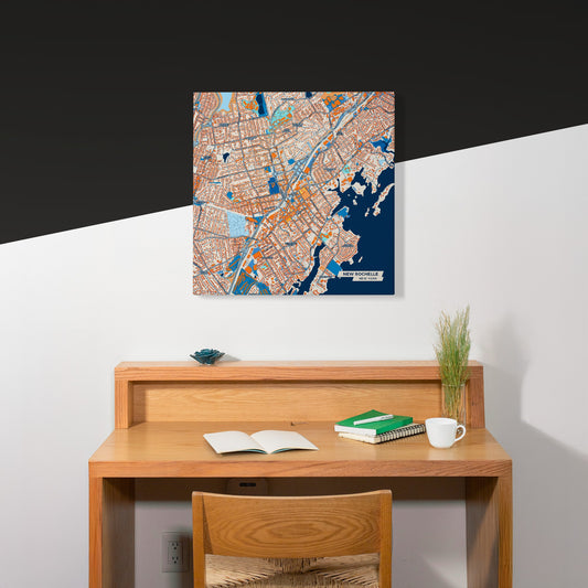New Rochelle New York Colorful City Map Canvas Print Scene