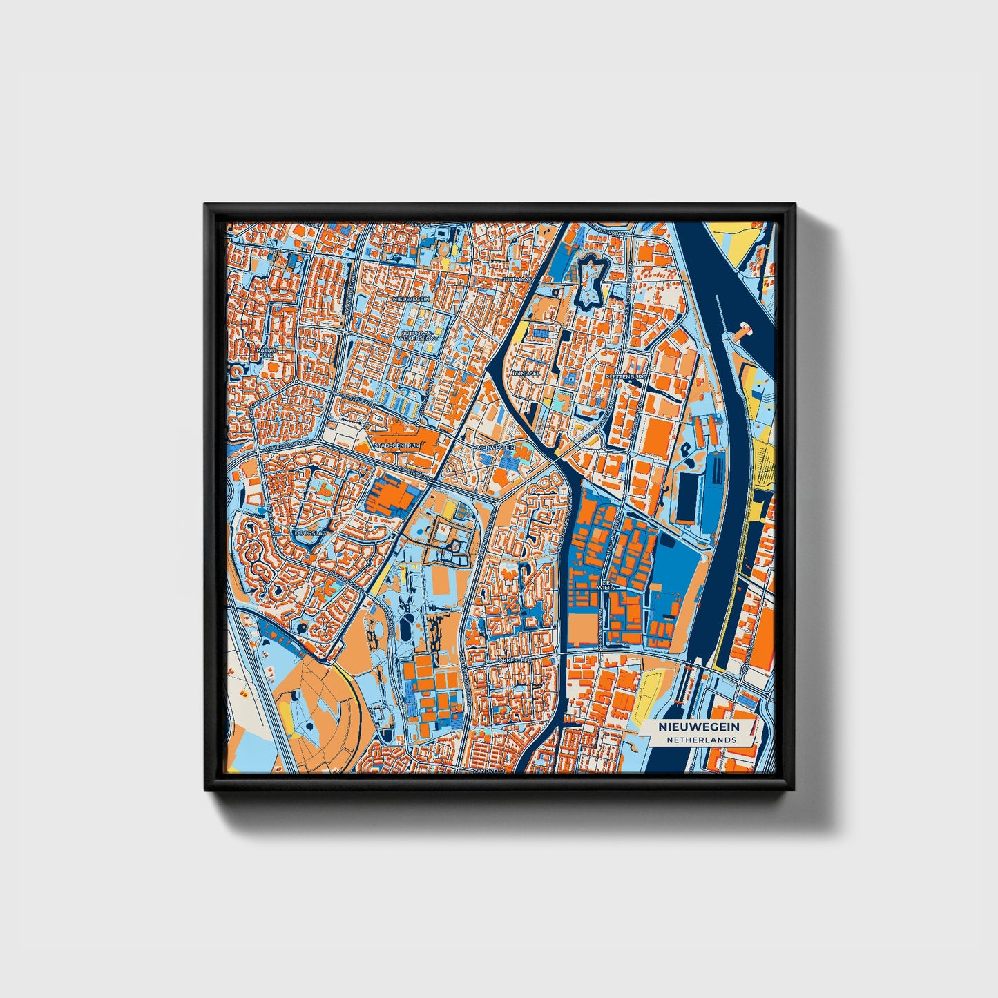 Nieuwegein Netherlands Colorful City Map Canvas Print • Black Framed