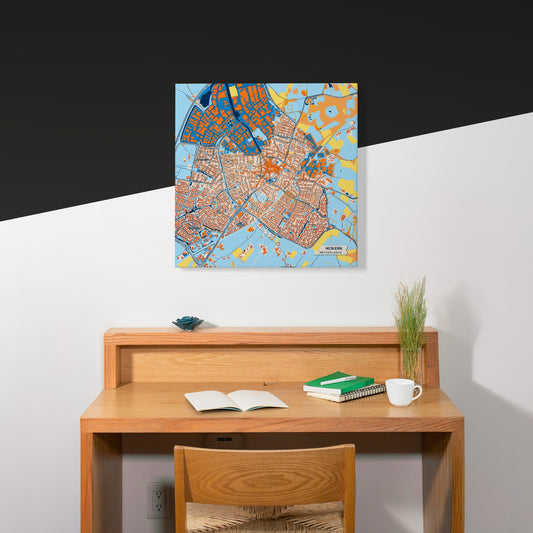 Nijkerk Netherlands Colorful City Map Canvas Print Scene