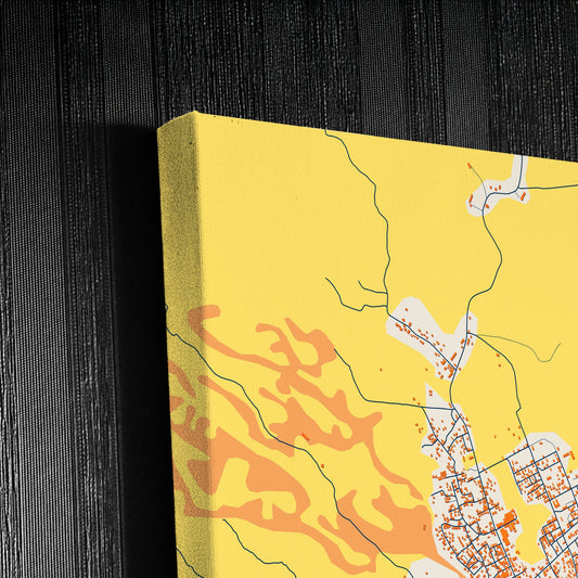 Nkongsamba Cameroon Colorful City Map Canvas Print Detail