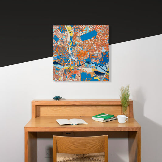 Northampton England Colorful City Map Canvas Print Scene