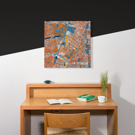 North Jakarta Indonesia Colorful City Map Canvas Print Scene