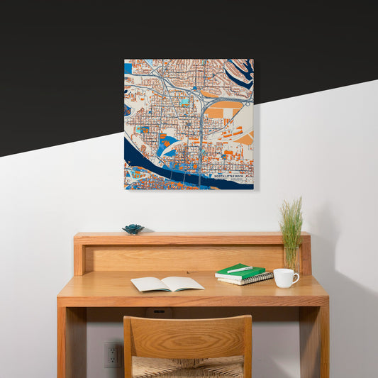North Little Rock Arkansas Colorful City Map Canvas Print Scene