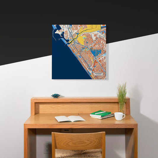 Oceanside California Colorful City Map Canvas Print Scene