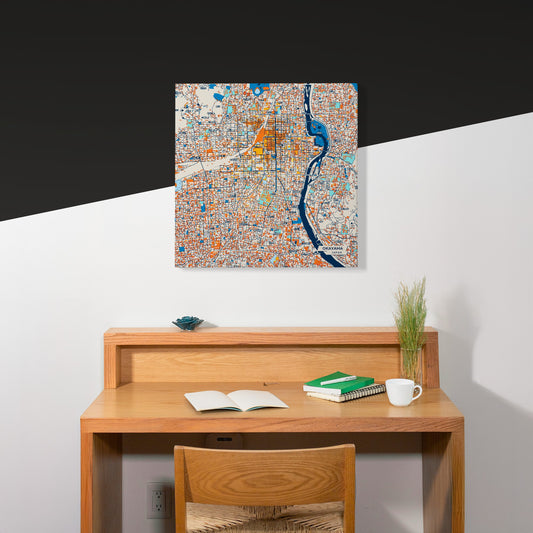 Okayama Japan Colorful City Map Canvas Print Scene