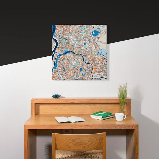 Okazaki Japan Colorful City Map Canvas Print Scene