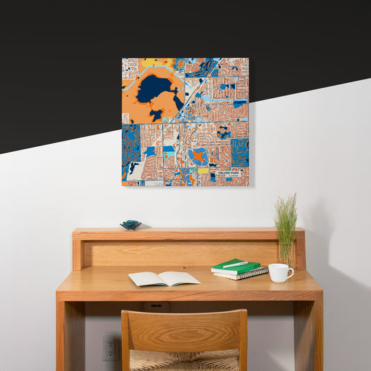 Orland Park Illinois Colorful City Map Canvas Print Scene