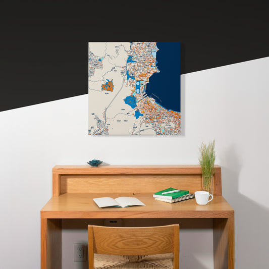 Ōtsu Japan Colorful City Map Canvas Print Scene