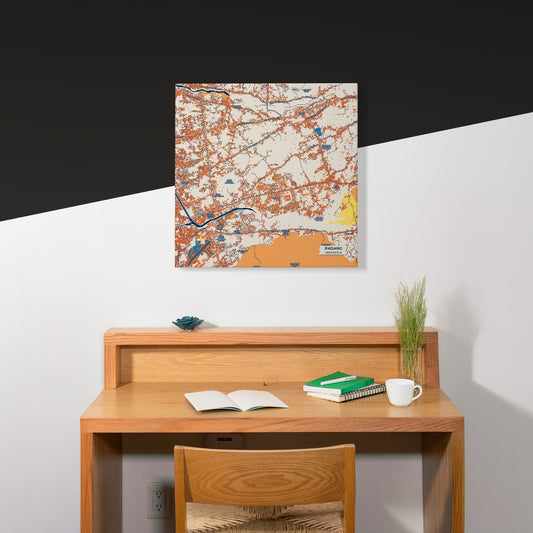 Padang Indonesia Colorful City Map Canvas Print Scene