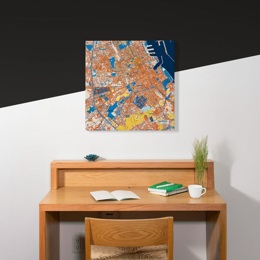 Palermo Italy Colorful City Map Canvas Print Scene