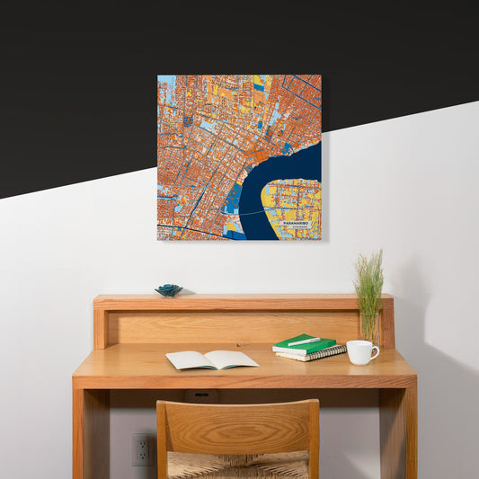 Paramaribo Suriname Colorful City Map Canvas Print Scene