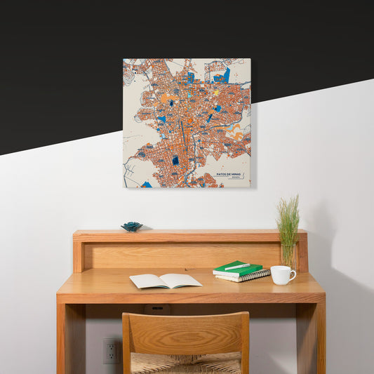 Patos De Minas Brazil Colorful City Map Canvas Print Scene