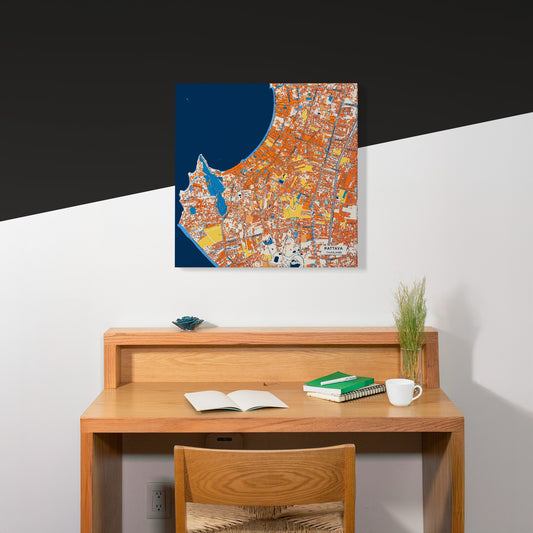 Pattaya Thailand Colorful City Map Canvas Print Scene