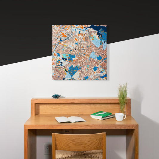 Peabody Massachusetts Colorful City Map Canvas Print Scene