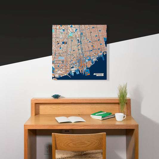 Pensacola Florida Colorful City Map Canvas Print Scene