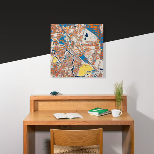 Pimpri-Chinchwad India Colorful City Map Canvas Print Scene