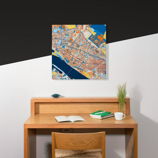 Płock Poland Colorful City Map Canvas Print Scene