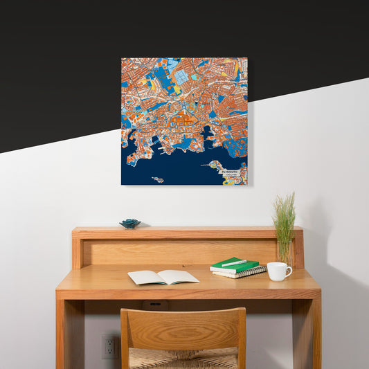 Plymouth England Colorful City Map Canvas Print Scene