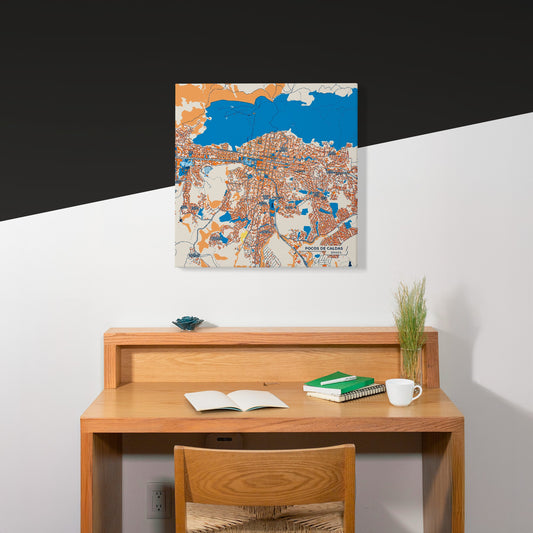 Pocos De Caldas Brazil Colorful City Map Canvas Print Scene