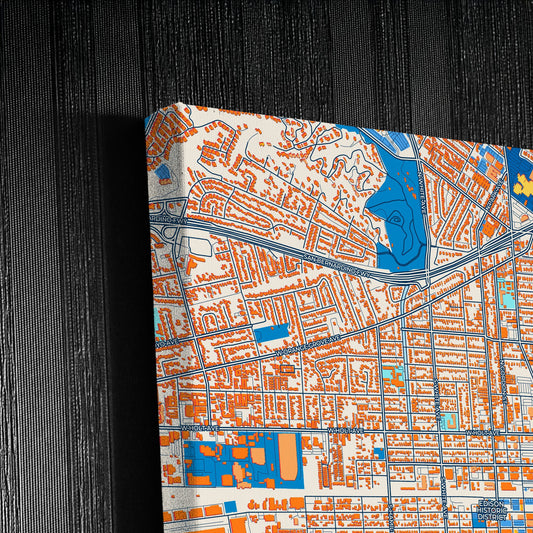 Pomona California Colorful City Map Canvas Print Detail